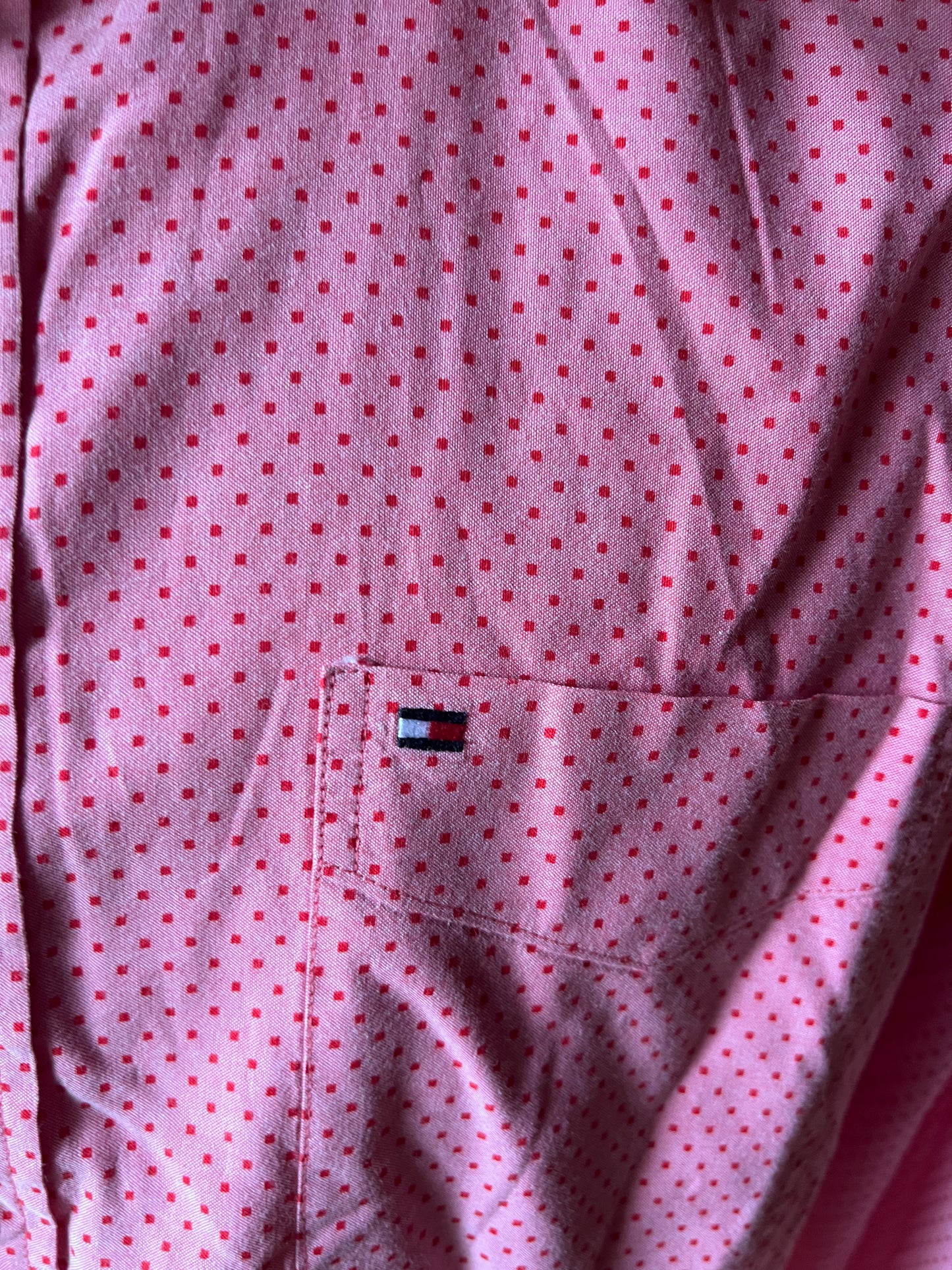 Upcycled Men's Shirt Made for Feminine Style and One of a Kind Sophistication - Pink polka dots