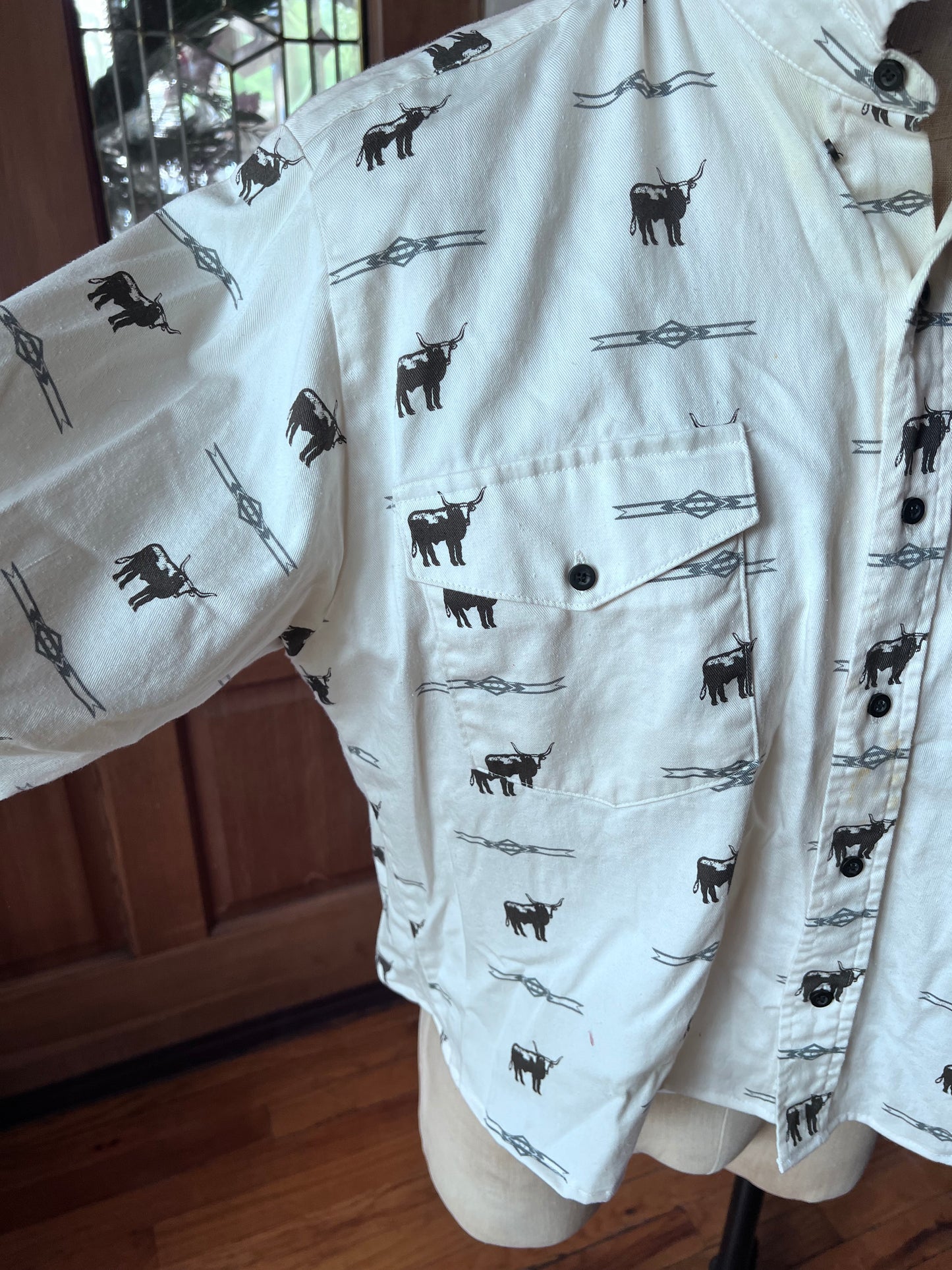 Upcycled Men's Shirt Made for Feminine Style and One of a Kind Sophistication - Long Horn