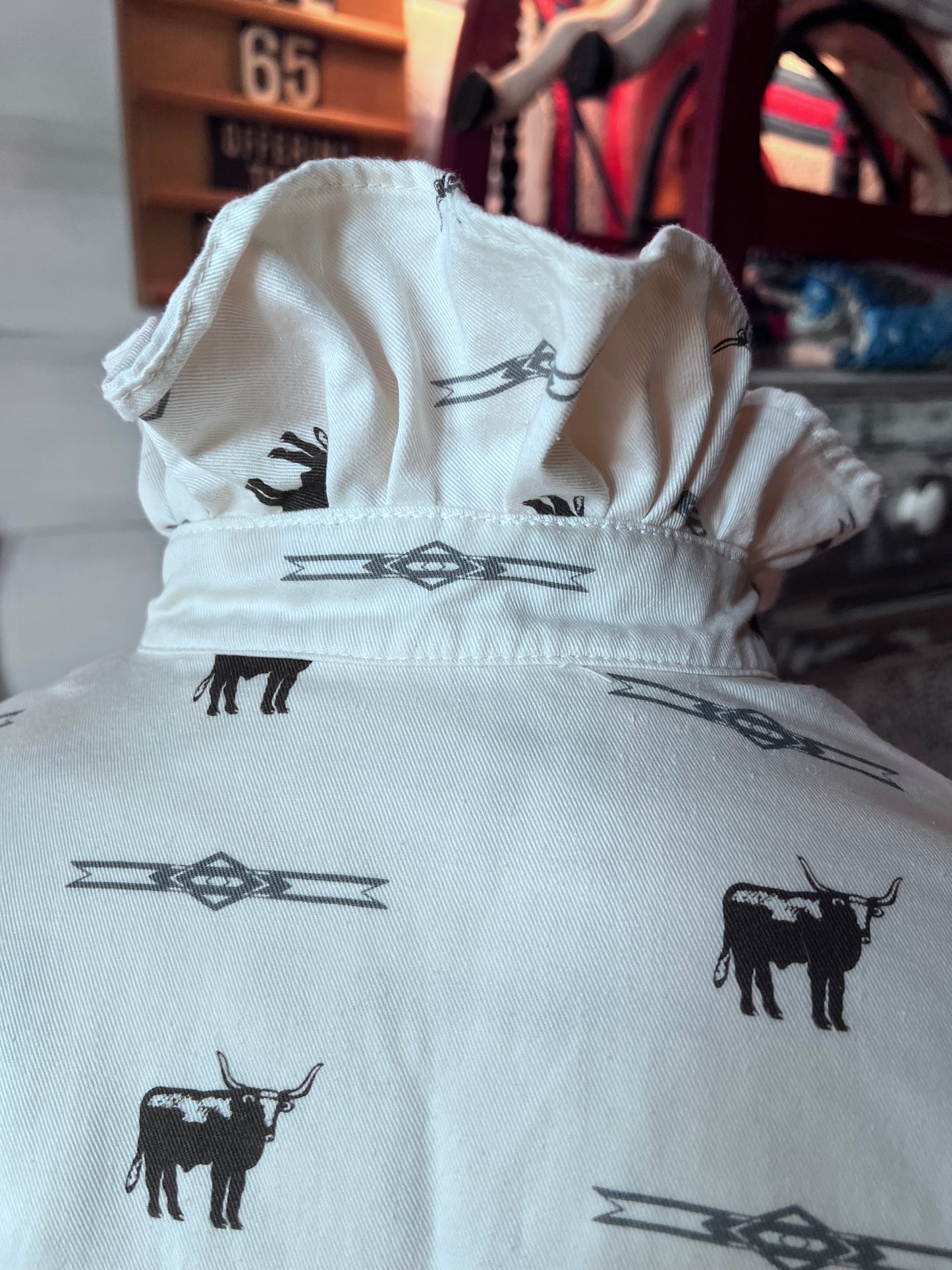 Upcycled Men's Shirt Made for Feminine Style and One of a Kind Sophistication - Long Horn