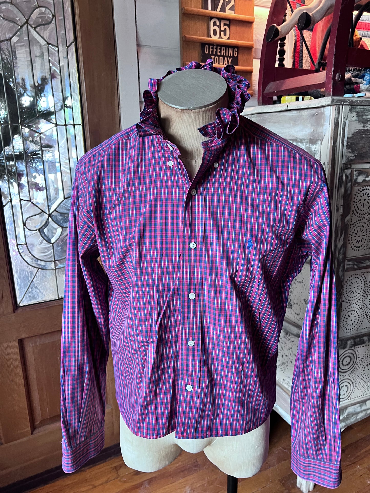 Upcycled Men's Shirt Made for Feminine Style and One of a Kind Sophistication - RL