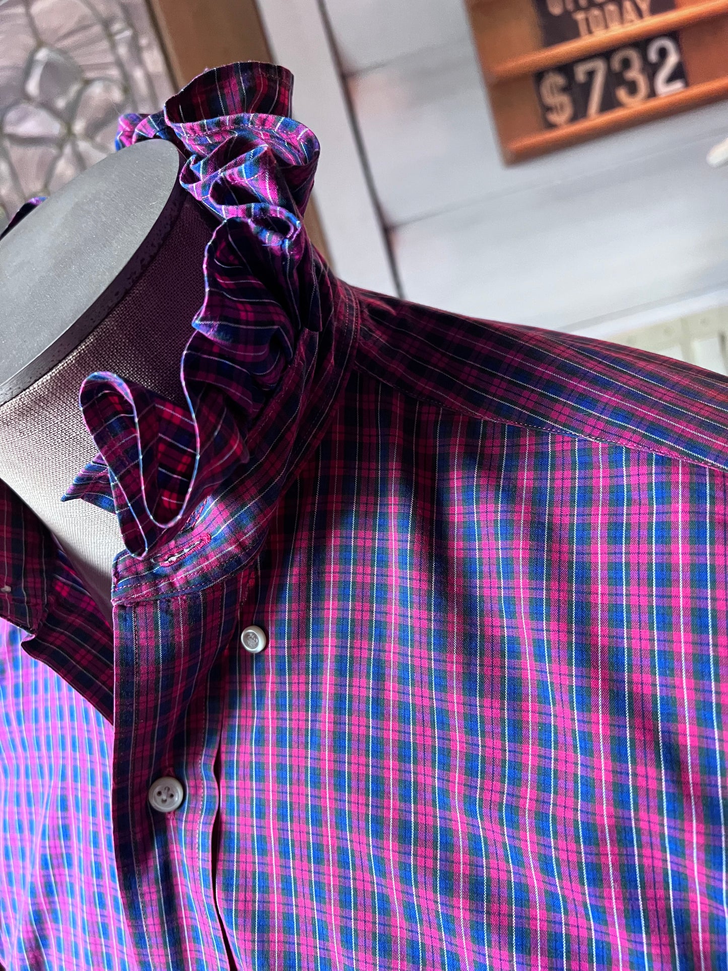 Upcycled Men's Shirt Made for Feminine Style and One of a Kind Sophistication - RL