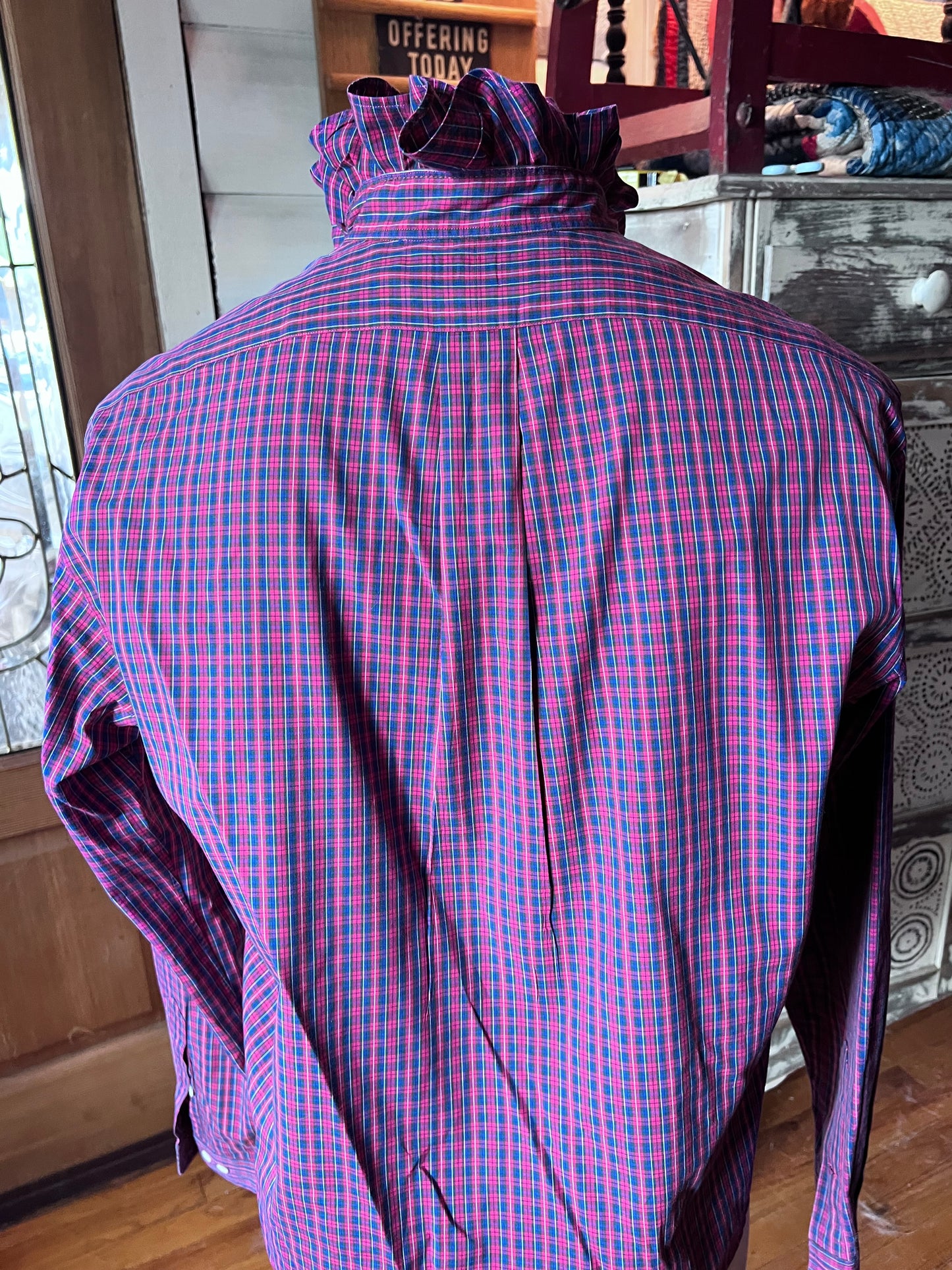 Upcycled Men's Shirt Made for Feminine Style and One of a Kind Sophistication - RL
