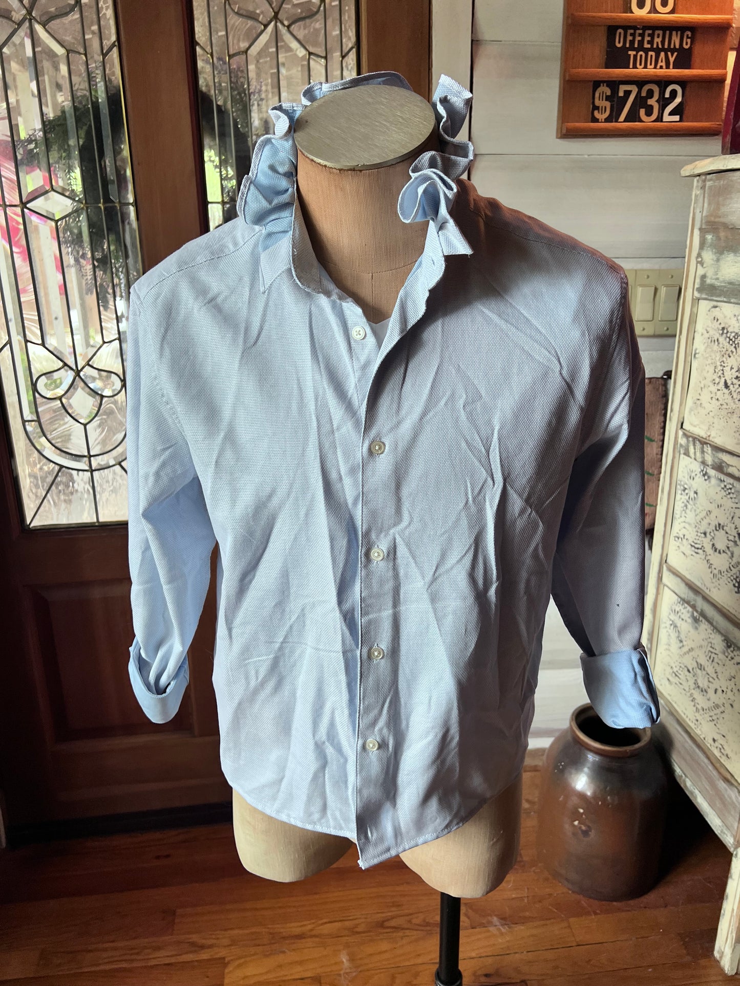 Upcycled Men's Shirt Made for Feminine Style and One of a Kind Sophistication - Zara