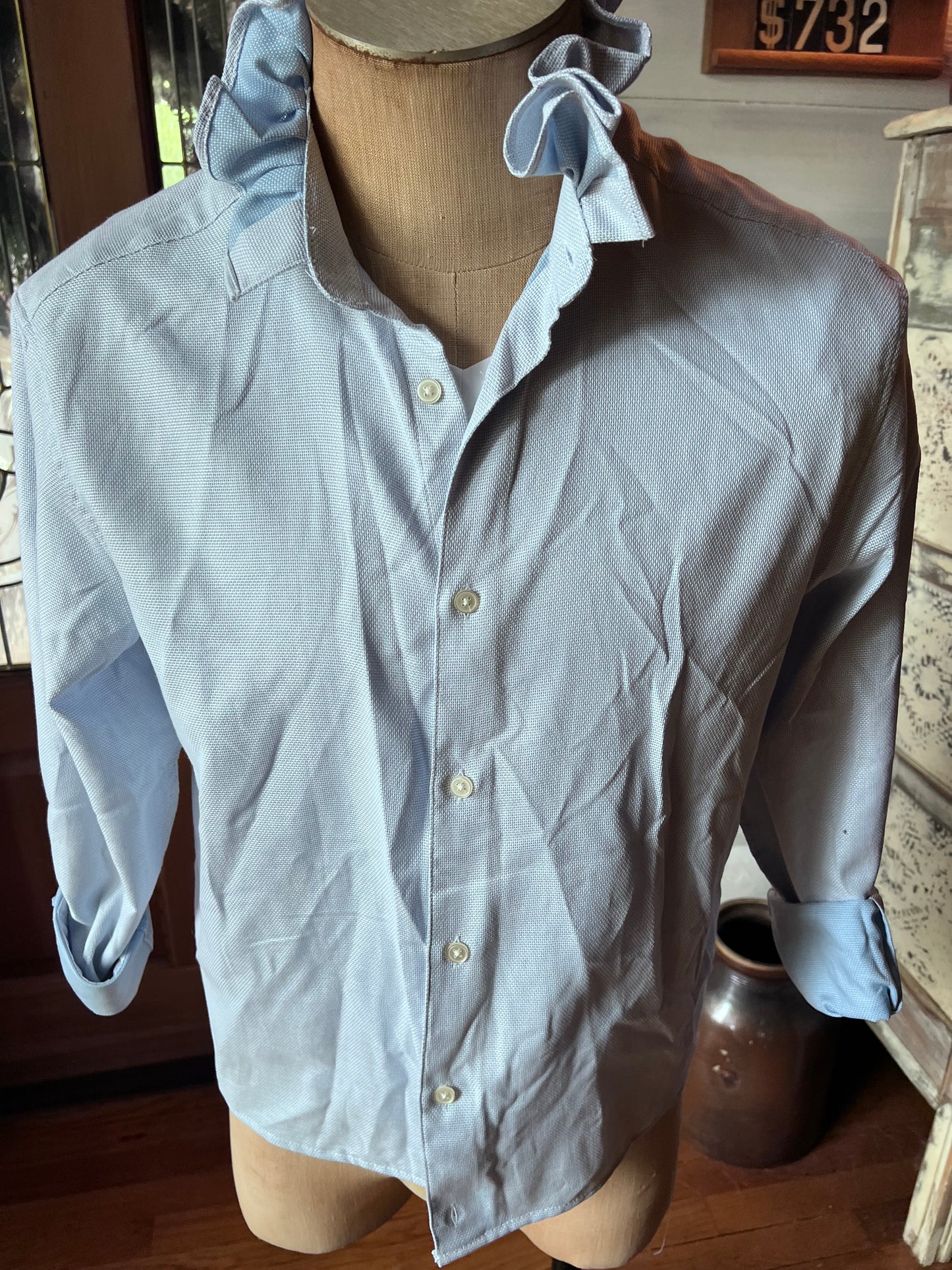 Upcycled Men's Shirt Made for Feminine Style and One of a Kind Sophistication - Zara