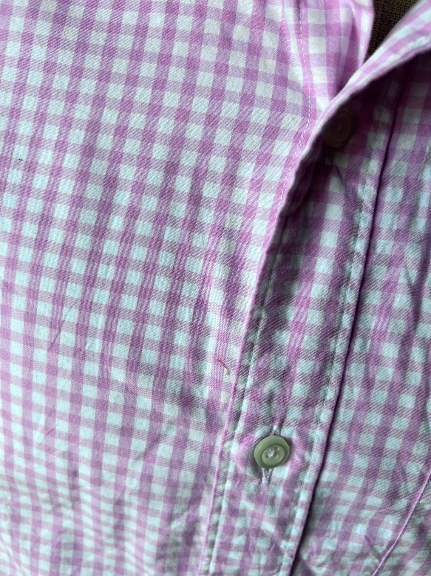 Upcycled Men's Shirt Made for Feminine Style and One of a Kind Sophistication - Pink gingham