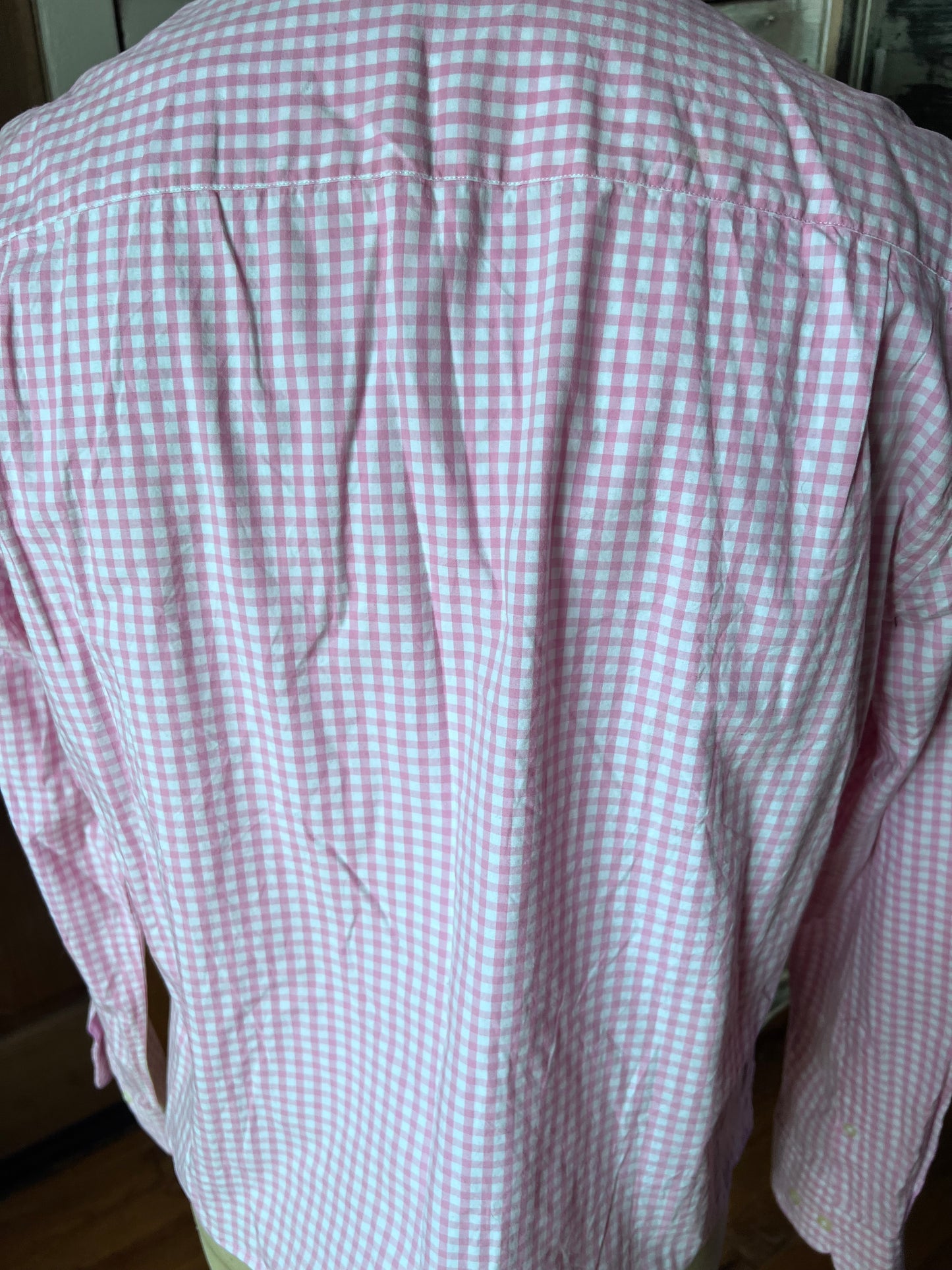 Upcycled Men's Shirt Made for Feminine Style and One of a Kind Sophistication - Pink gingham