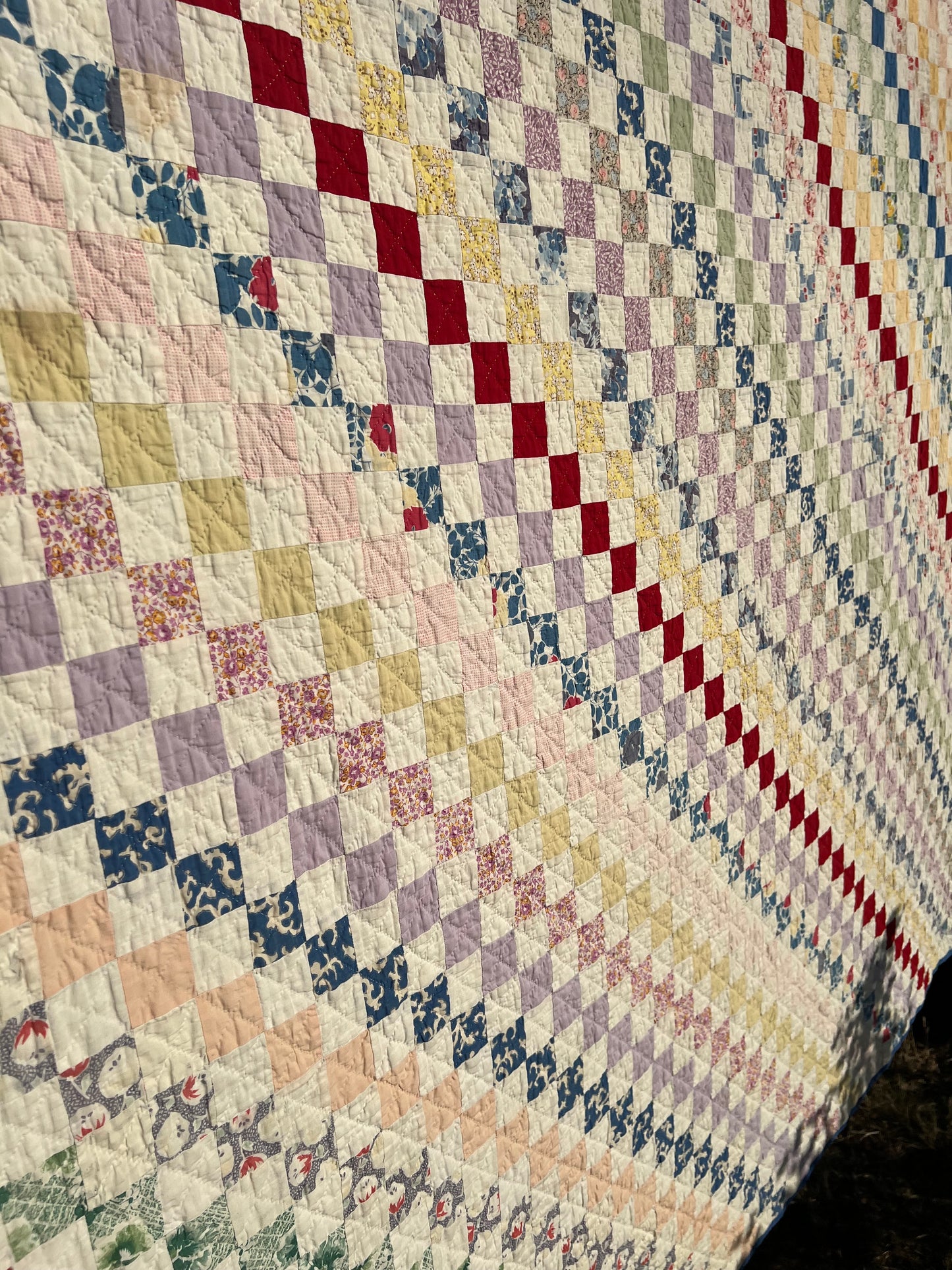 Stunning Postage Stamp Triple Irish Chain style Vintage quilt