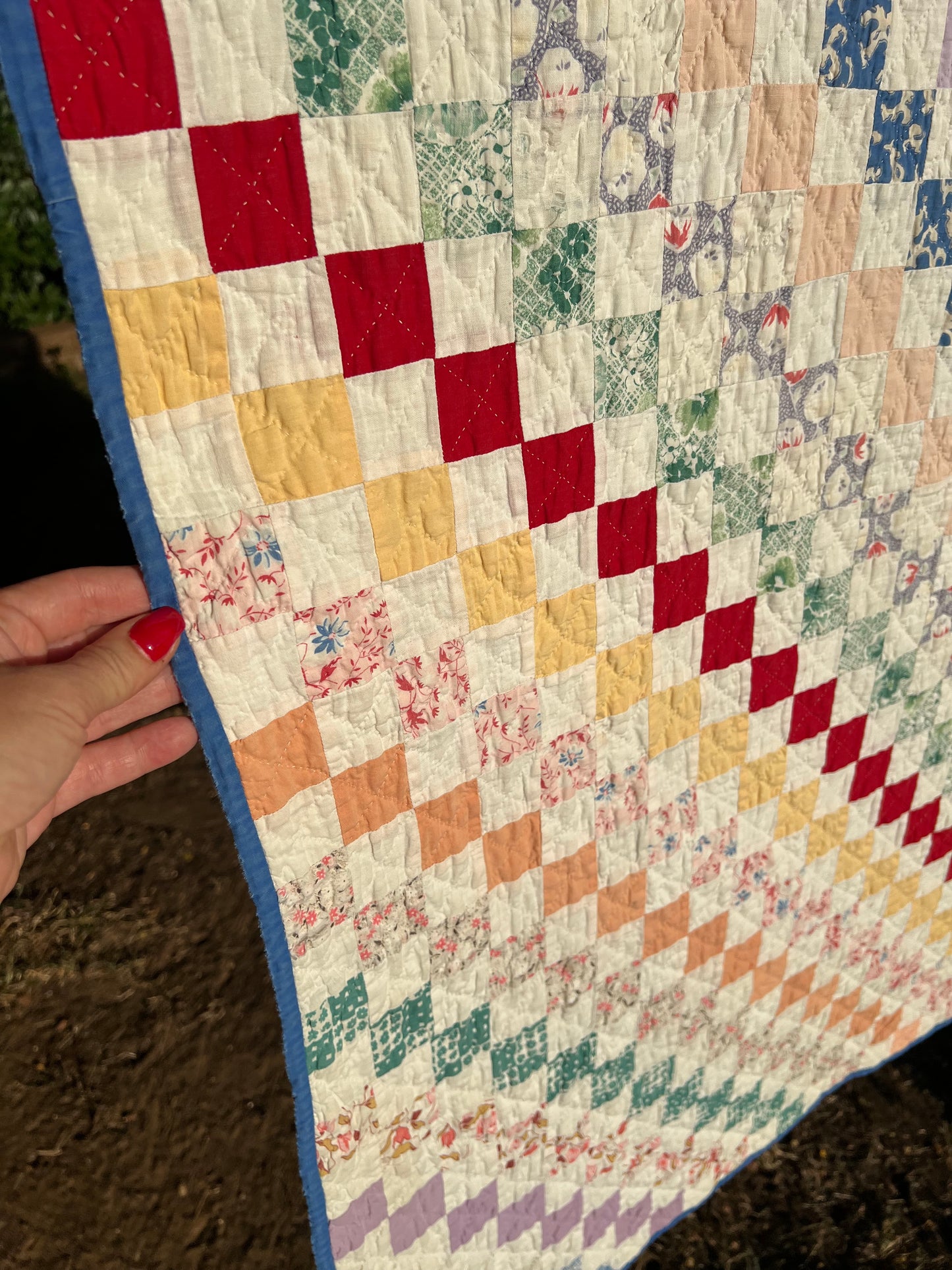 Stunning Postage Stamp Triple Irish Chain style Vintage quilt