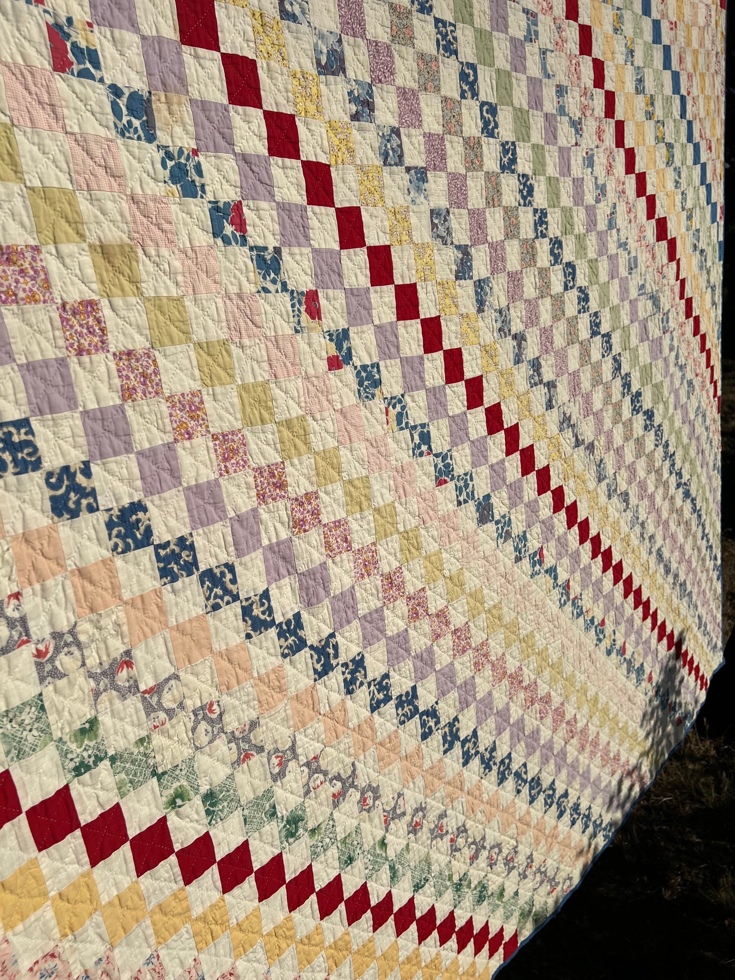 Stunning Postage Stamp Triple Irish Chain style Vintage quilt