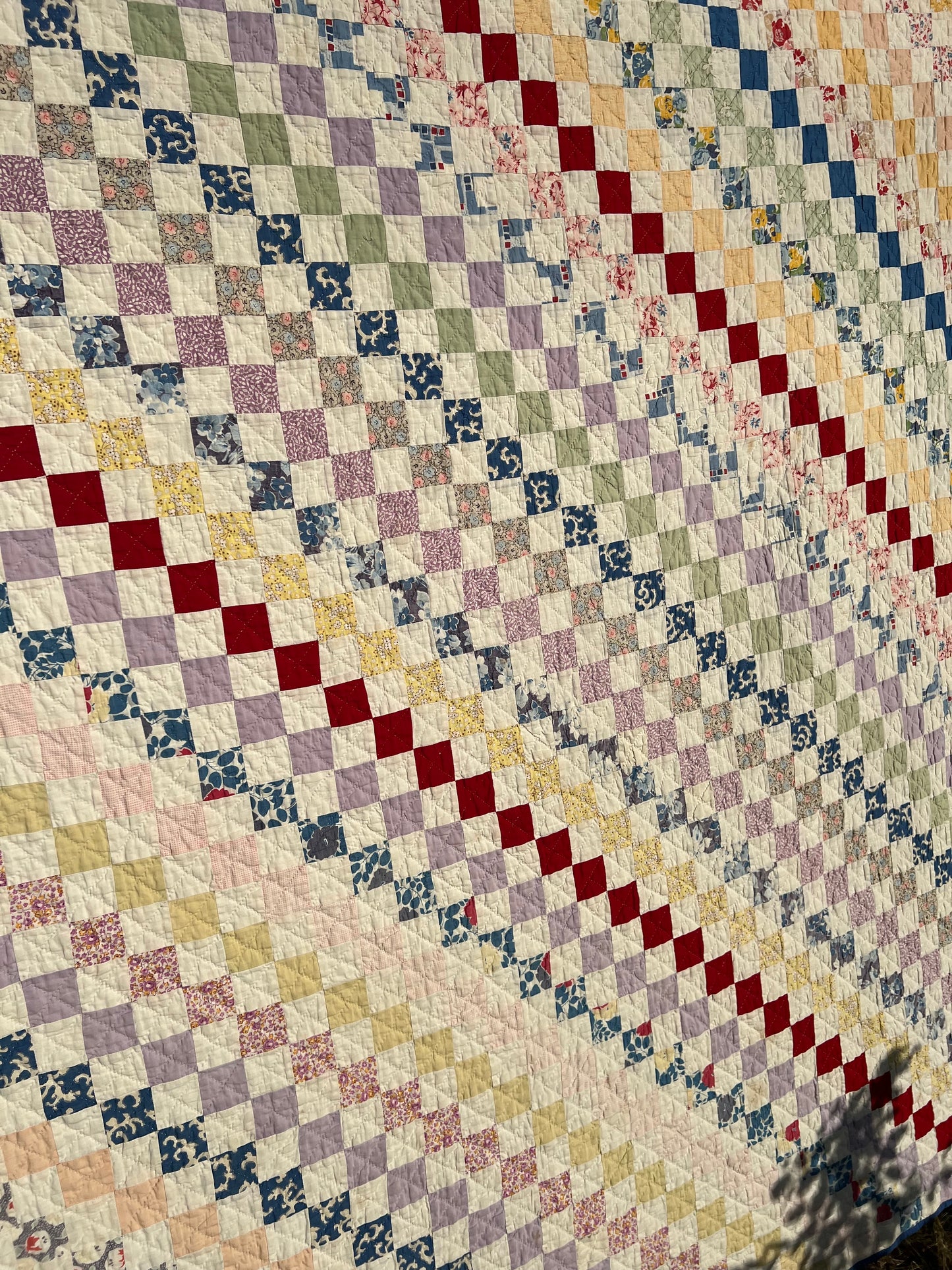Stunning Postage Stamp Triple Irish Chain style Vintage quilt