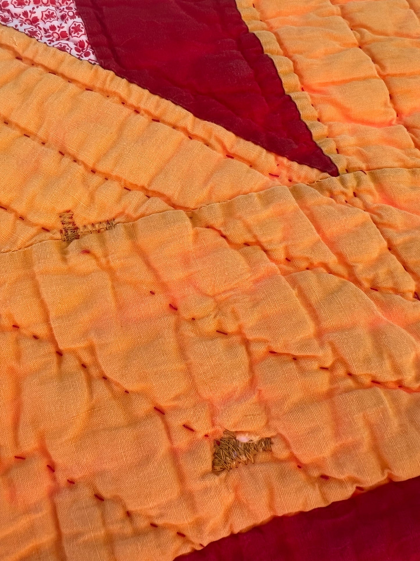 Speechless! Cheddar & Red Lone Star Vintage Quilt | CA 1930's