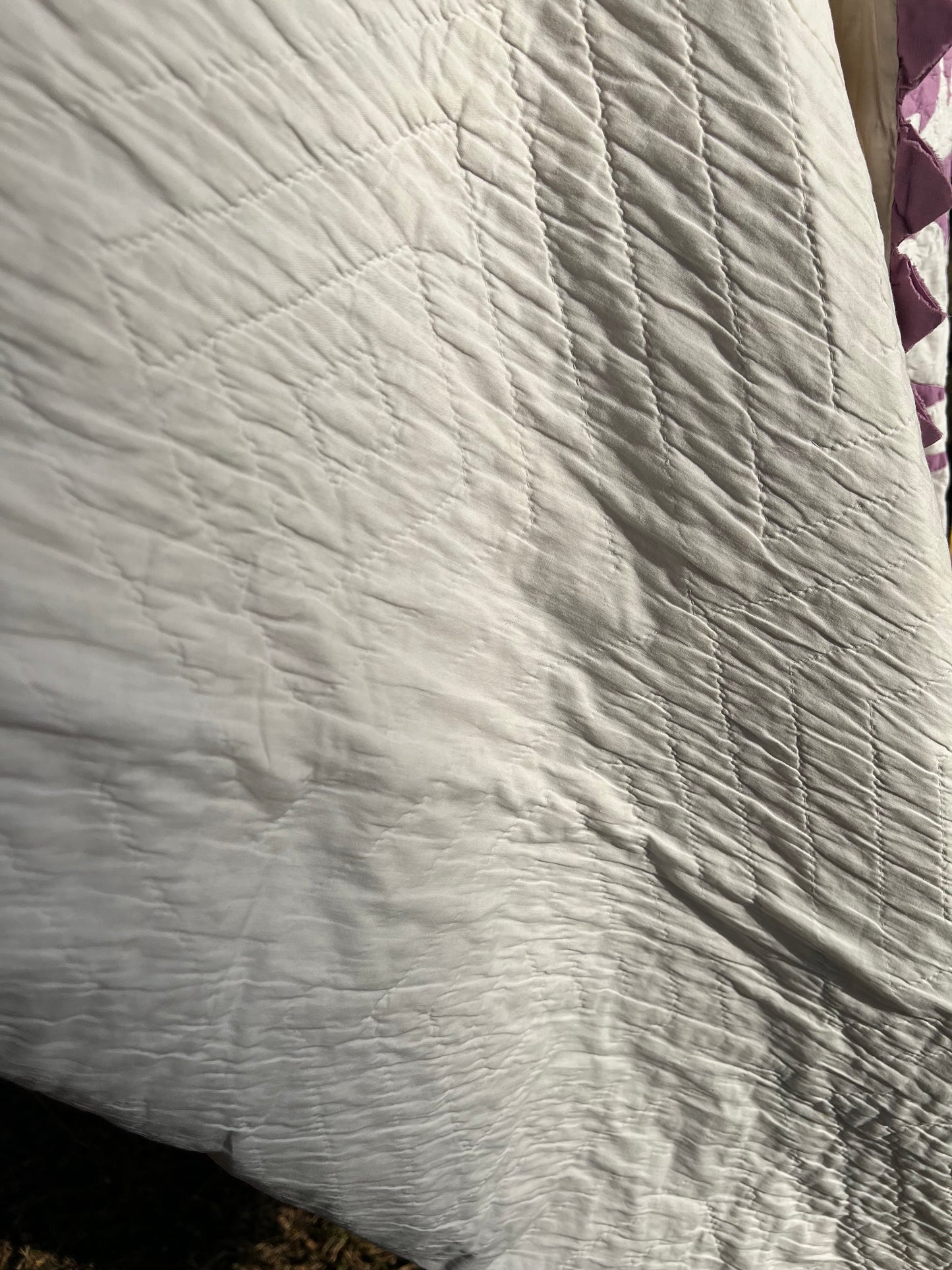 Rare and HTF Oak Leaf Vintage Quilt in Lovely Lavender and White