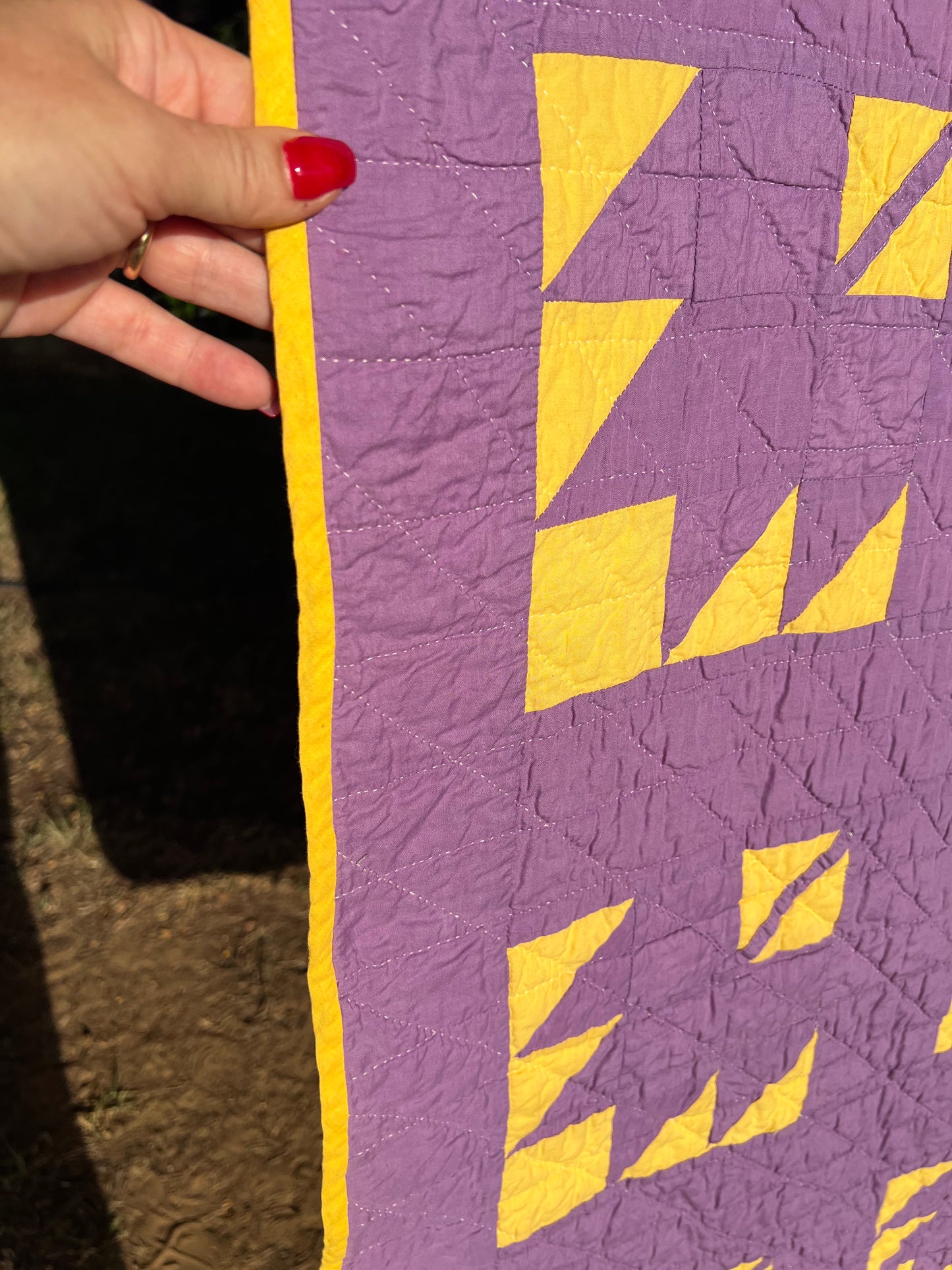 Strking and Bold Maple Leaf Vintage Hand Stitched Quilt